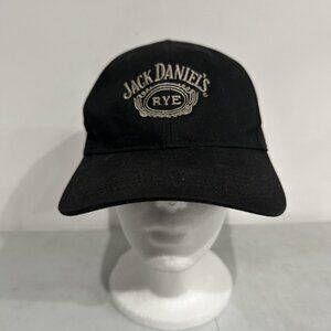Jack Daniel's Hat Cap Strap Back Black Embroidered Rye Whiskey‎ Advertising Mens